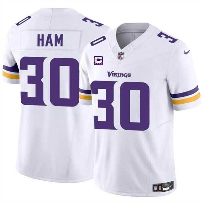 Men & Women & Youth Minnesota Vikings #30 C.J. Ham White 2024 F.U.S.E. With 4-Star C Patch Vapor Untouchable Limited Stitched Jersey